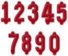 Dark Red Embossed Numbers (1")