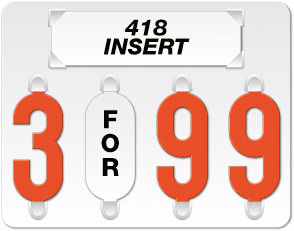 White 44 Style Solid Color Price Tag (4-digit 3" Numbers)
